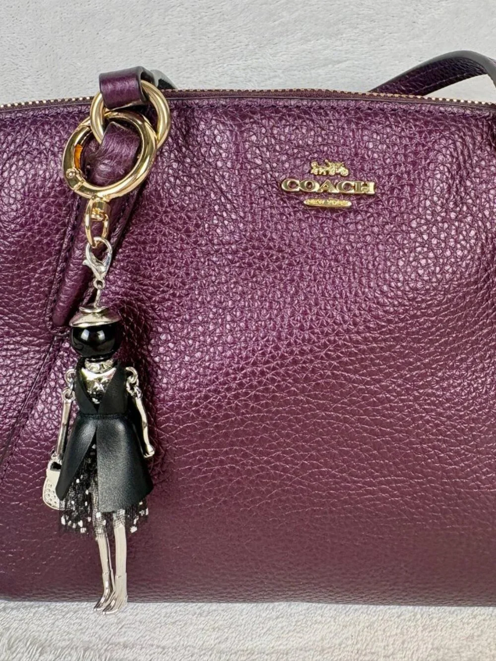 Coach Small Kelsey Satchel in Purple Pebble Leather